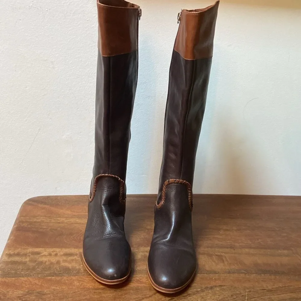 Jack Rogers Brown and Black Leather Riding Boots